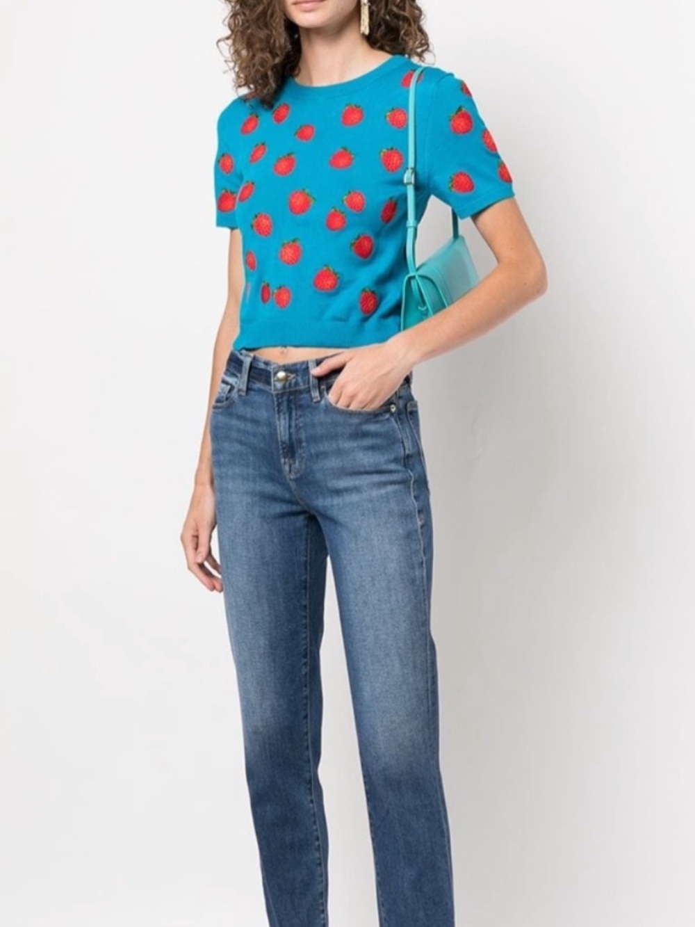 NWT! Alice and Olivia Ciara Embroidered Strawberry Pullover Sweater - Picture 2 of 16